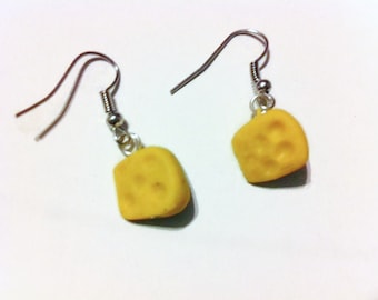 Cheese Earrings, Cheesehead, Green Bay Packers, Food Jewelry, Football Fans, Kawaii, gag gifts, gift ideas, silly jewelry, funny earrings