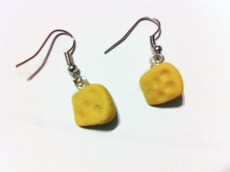 Cheese Earrings, Cheesehead, Green Bay Packers, Food Jewelry, Football Fans, Kawaii, gag gifts, gift ideas, silly jewelry, funny earrings image 1