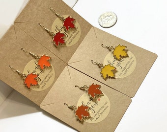 Fall Leaf Earrings, Autumn Earrings, Fall Fashion, Fall Accessories, Thanksgiving jewelry, Nature, Leaf charms, Maple leaf, Leaves, Gifts