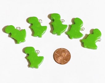 Lime Green Dino charms, dinosaur charms, trex charms, jurassic, dino jewelry, gag gifts, animal charms, polymer clay charms, dinosaurs