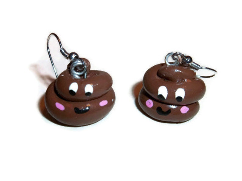 Happy Poo Charm Earrings Polymer Poo Charms Poop Jewelry Etsy
