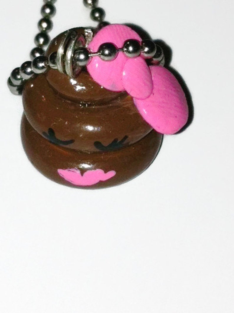 Girly Poo Necklace Happy Poo Charm Poop Jewelry Polymer Etsy