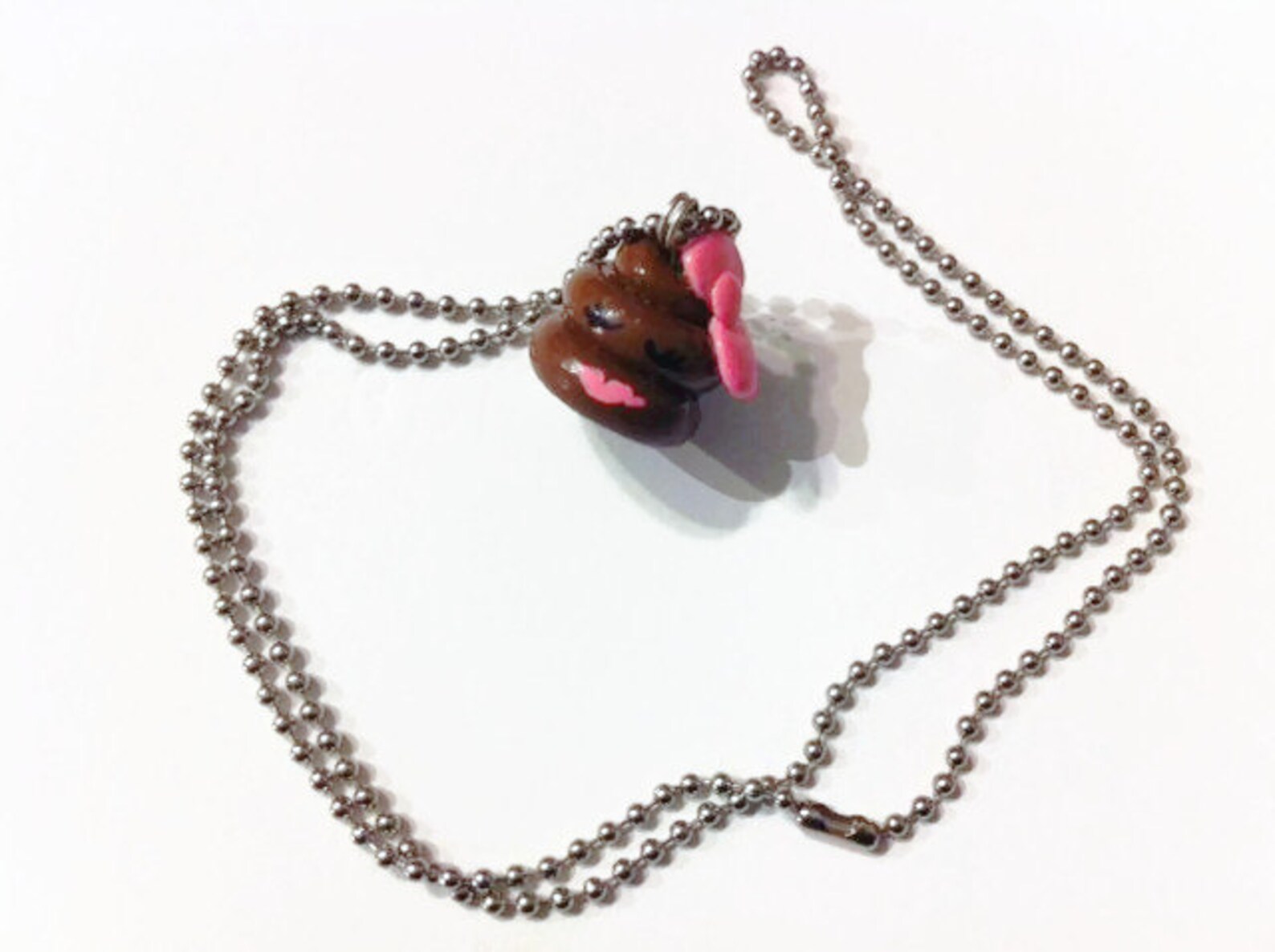 Girly Poo Necklace Happy Poo Charm Poop Jewelry Polymer Etsy