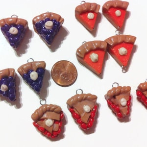 Assorted Pie Charms 12 Pieces, Handmade charms, polymer clay charms, kawaii charms, food charms, tiny food, food miniatures, clay food, image 1