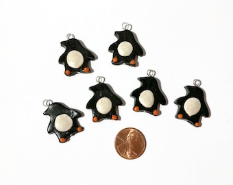 Penguin charms, penguins, Christmas charms, winter charms, holiday charms, animal charms, polymer clay charms, happy feet, craft supplies