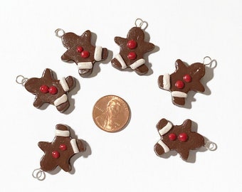 Gingerbread Charms, Gingerbread men, cookie charms, christmas, christmas charms, christmas jewelry, holiday charms, xmas charms, clay food