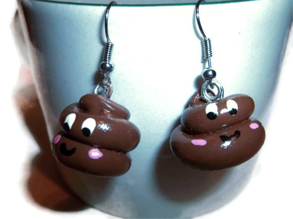 Happy Poo Charm Earrings Polymer Poo Charms Poop Jewelry Etsy