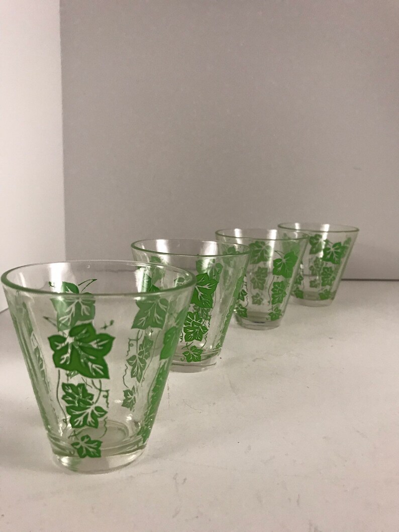 4 Retro Ivy Glasses Vintage Set of 4 Juice Glasses Ivy Wine Glass Etsy