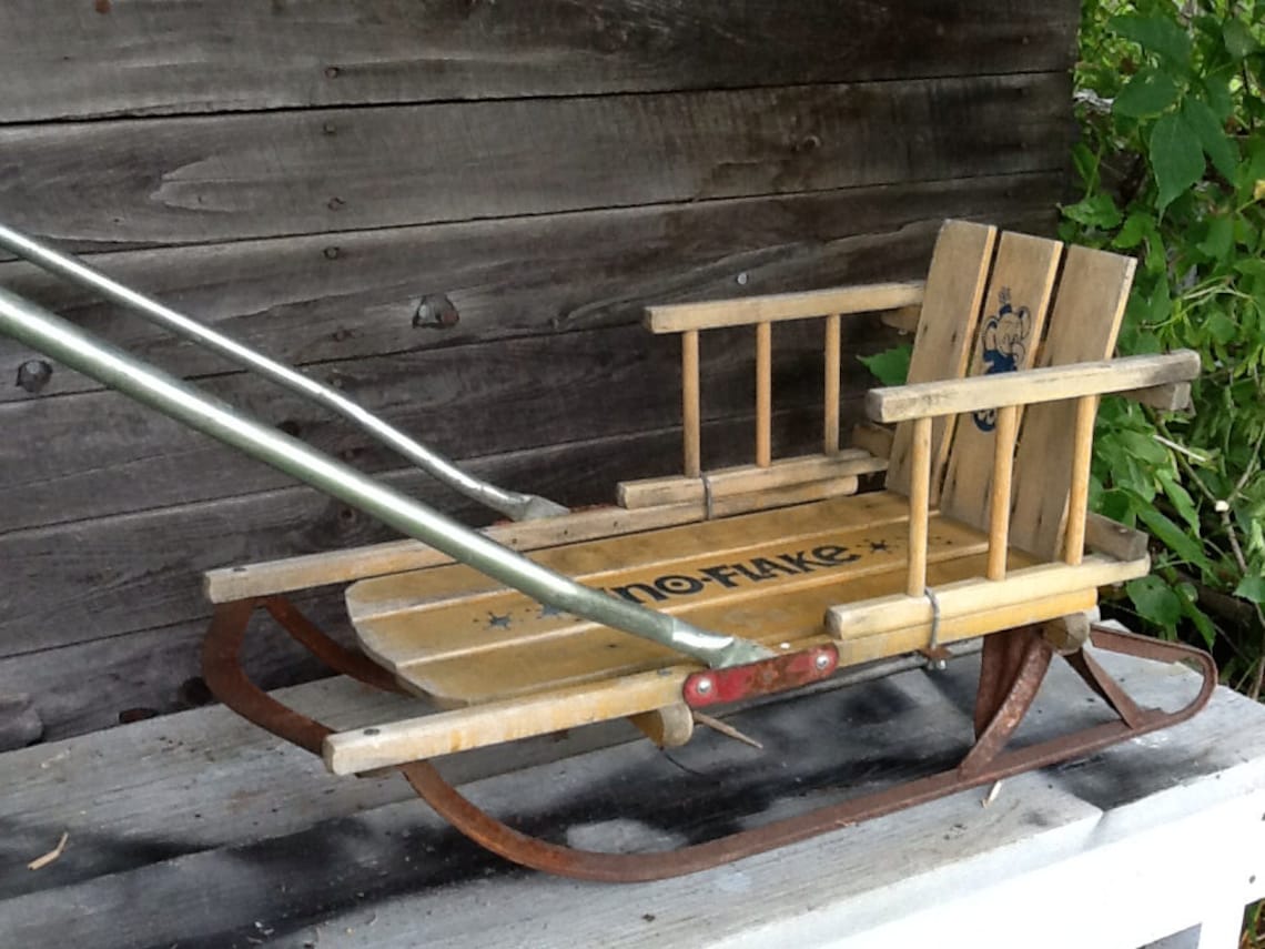 Vintage Wooden Toddler Sled Snowflake Wooden Sled Childs Sled Etsy