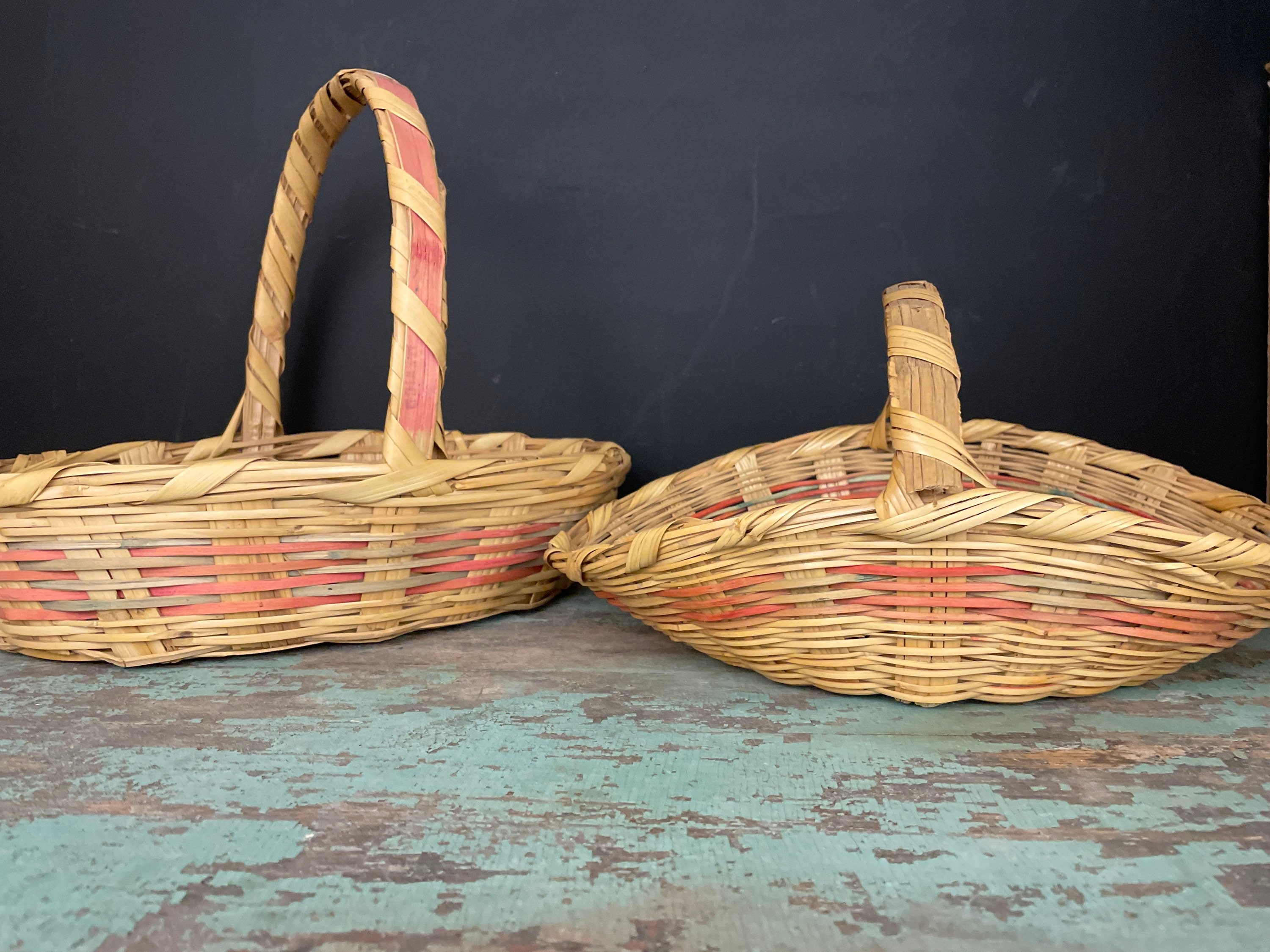 Vintage Los Amigos Gift Shop Tijuana Mexico Hand Woven Basket