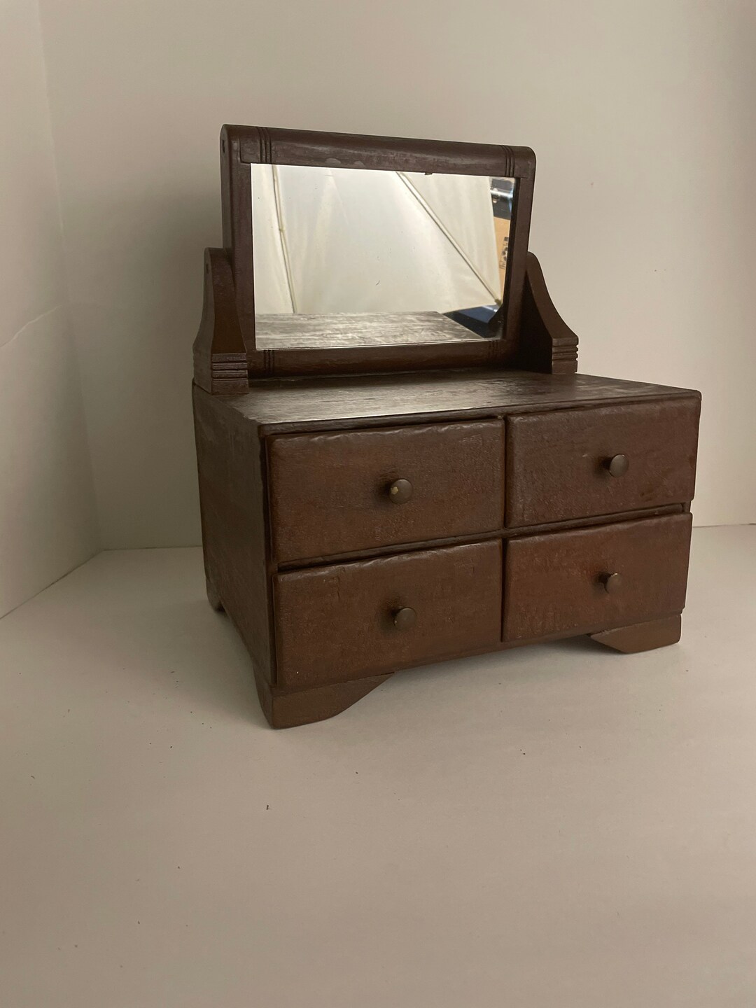 Primitive Bureau Dresser Top Box Chest Mirrored Tiny Dresser Etsy
