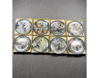 Juego de 8 platos y cajas de porcelana imperial de Jingdezhen: Bellezas de la Mansión Roja