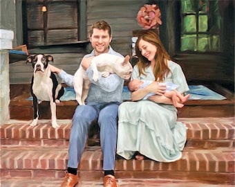 Custom Family Portrait from Photo, Wall Art Commission, Personalized Oil Painting on Canvas, Housewarming Gift, Wedding Portrait