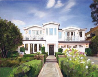 House Oil Painting on Canvas, Custom Art Home Portrait from Photo, Personalized Housewarming Gift, House Portrait Commission