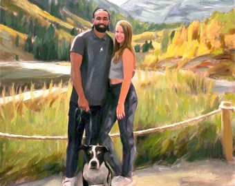 Custom Oil Painting on Canvas, Hand Painted Family Portrait from Photo, Personalized Art Commission, Husband Gift, Ready to Hang