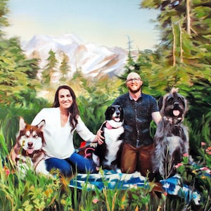Custom Family Portrait Painting from Photo, Personalized Wedding Gift for Home Decor, Hand Painted Art Commission
