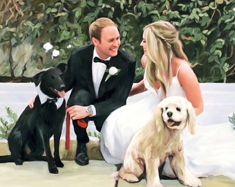 Custom Wedding Portrait Oil Painting from Photo, Personalized Family Portrait on Canvas, Unique Gift for Husband or Wife