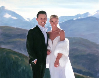 Custom Portrait for Him, Wedding Oil Painting from Photo, Couple Portrait, Anniversary Gift, Ready to Hang