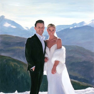 Anniversary Gift, Custom Wedding Portrait from Photo, Personalized Oil Painting on Canvas, Family Portrait, Unique Couple&#39;s Gift