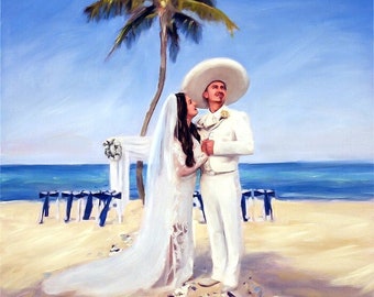 Custom Oil Painting from Photo, Wedding Portrait on Canvas, Gift for Husband, Photo to Painting