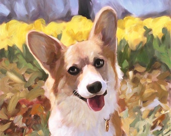 Custom Dog Oil Painting from Photo, Personalized Pet Portrait on Canvas, Pet Loss Gift, Dog Memorial Gifts, Ready to Hang