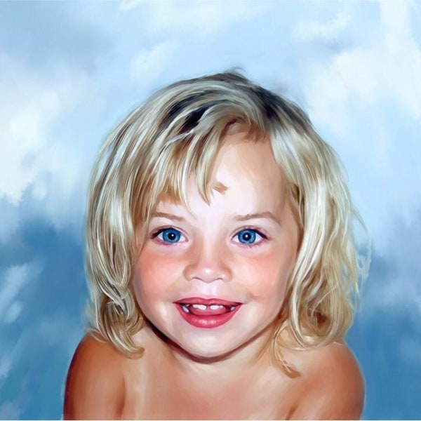 Custom Portrait Painting from Photo, Personalized Oil Painting on Canvas, Family Kids Children Portrait, Unique Birthday Gift