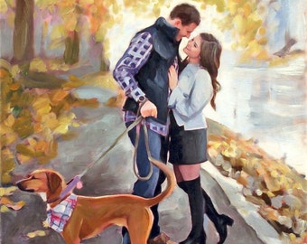 Custom Oil Portrait Painting from Photo, Engagement Gift for Couple, Family Portrait on Canvas, Wedding Gift, Personalized Art