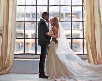 Commission Anniversary Portrait from Photo, Custom Oil Painting on Canvas, Couple Portrait, Hand Painted Family Portrait, Wedding Gift