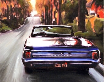 Custom Car Painting from Photo, Oil Painting on Canvas, Personalized Gift for Dad on Father's Day, Husband Gift