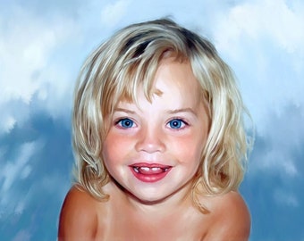 Custom Portrait Painting from Photo, Personalized Oil Painting on Canvas, Family Kids Children Portrait, Unique Birthday Gift