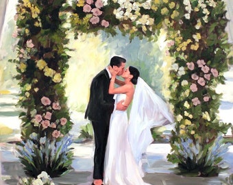 Custom Oil Painting from Photo, Commissioned Original Art, Custom Wedding Portrait for Couple, Personalized Wall Decor