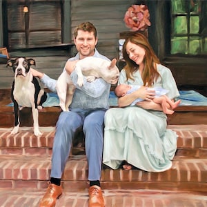 Custom Family Portrait from Photo, Wall Art Commission, Personalized Oil Painting on Canvas, Housewarming Gift, Wedding Portrait