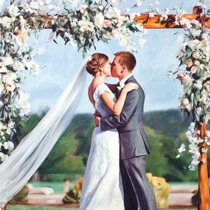 Wedding Oil Painting From Photo, Custom Wedding Portrait Canvas, Anniversary Gift for Couple, Wife Husband Present, Unique Gift