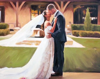 Custom Wedding Oil Portrait Painting from Photo, Husband Anniversary Gift, Wedding Gift, Wall Art Painting Commission 24x30