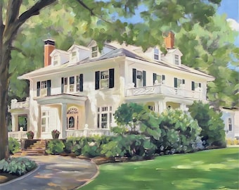 Custom House Portrait Oil Painting from Photo, Personalized Home Canvas Art, Housewarming Gift, Realtor Closing Gift, Unique New Home Gift