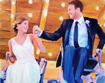 Custom Wedding Portrait Oil Painting from Photo, Personalized Couple Portrait on Canvas, Anniversary Gift