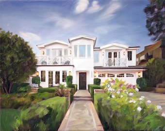 Custom House Oil Painting from Photo, Home Portrait on Canvas, House Painting Art Commission, Housewarming Gift, Personalized Gift