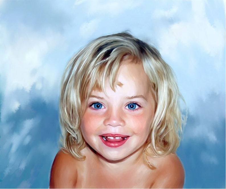 Custom Portrait Painting from Photo, Personalized Oil Painting on Canvas, Family Kids Children Portrait, Unique Birthday Gift image 1