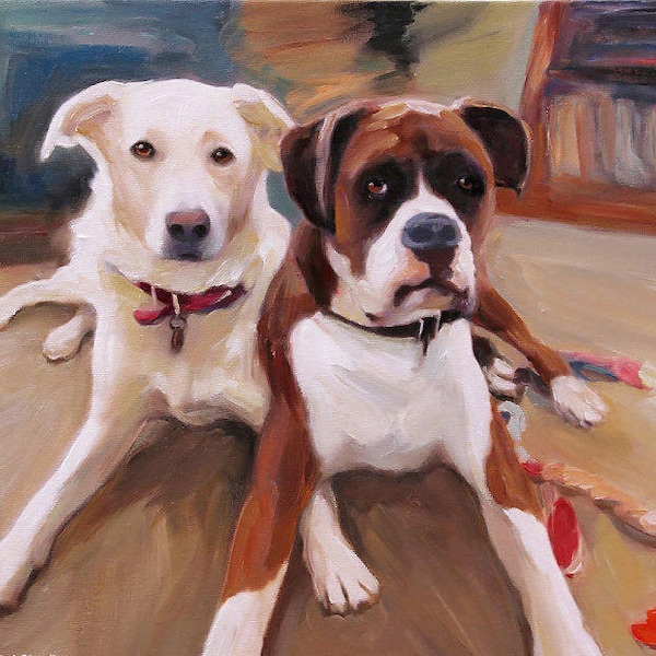 Custom Pet Portrait Painting from Photo, Hand Painted Dog Oil Painting on Canvas, Hand Painted and Ready to Hang