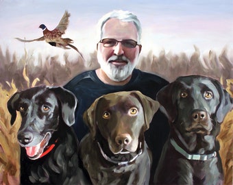 Custom Oil Painting from Your Photo, Personalized Oil Portrait on Canvas, Unique Hunting Gift for Dad, Original Wall Art, Father's Day Gift