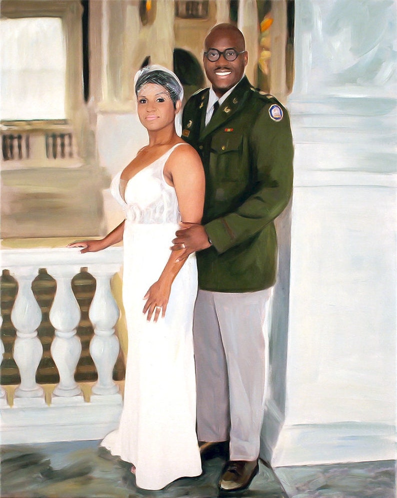 Commission Anniversary Portrait from Photo, Custom Oil Painting on Canvas, Couple Portrait, Hand Painted Family Portrait, Wedding Gift image 8