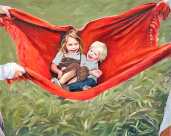 Personalized Family Portrait from Photo, Custom Oil Painting on Canvas, Unique Birthday Gift, Office Decor
