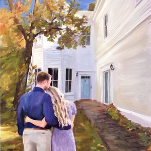 Custom House Portrait Oil Painting from Photo, Personalized Housewarming Gift, First Home Gift, Realtor Closing Gift, Home Portrait image 7