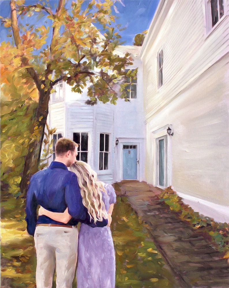 Custom House Portrait Oil Painting from Photo, Personalized Housewarming Gift, First Home Gift, Realtor Closing Gift, Home Portrait image 7