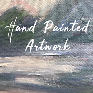 May include: Hand painted artwork with a blue, white, and green abstract design. The artwork has a textured surface.