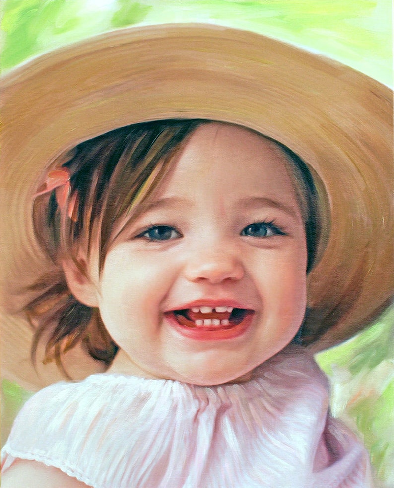 Custom Portrait Painting from Photo, Personalized Oil Painting on Canvas, Family Kids Children Portrait, Unique Birthday Gift image 4