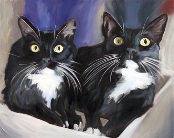 Custom Cat Portrait Painting from Photo, Cat Oil Painting on Canvas, Hand Painted Animal Art, Personalized Gift for Mom