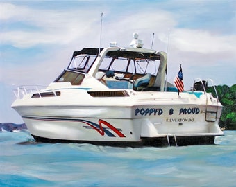 Custom Boat Painting, Yacht Oil Painting from Photo, Personalized Art Commission, Father Gift Idea, Ready to Hang