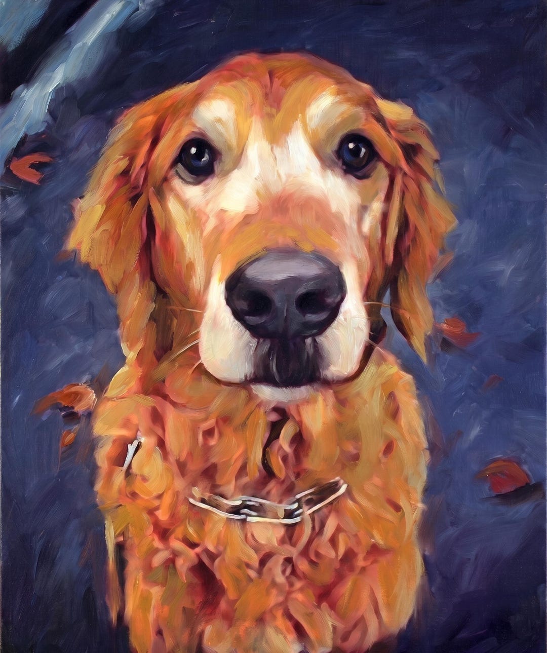 Custom Dog Portrait From Photo, Hand Painted Pet Oil Painting on Canvas ...