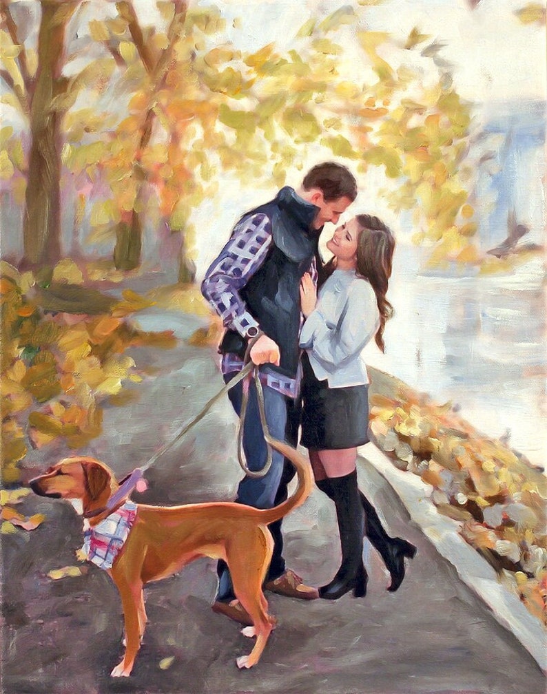 Custom Oil Portrait Painting from Photo, Engagement Gift for Couple, Family Portrait on Canvas, Wedding Gift, Personalized Art image 1